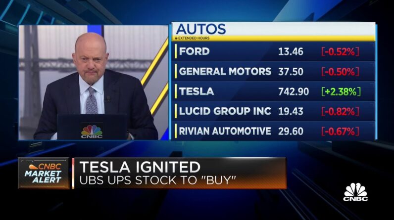 Jim Cramer breaks down shares of Tesla after UBS upgrades stock to a buy
